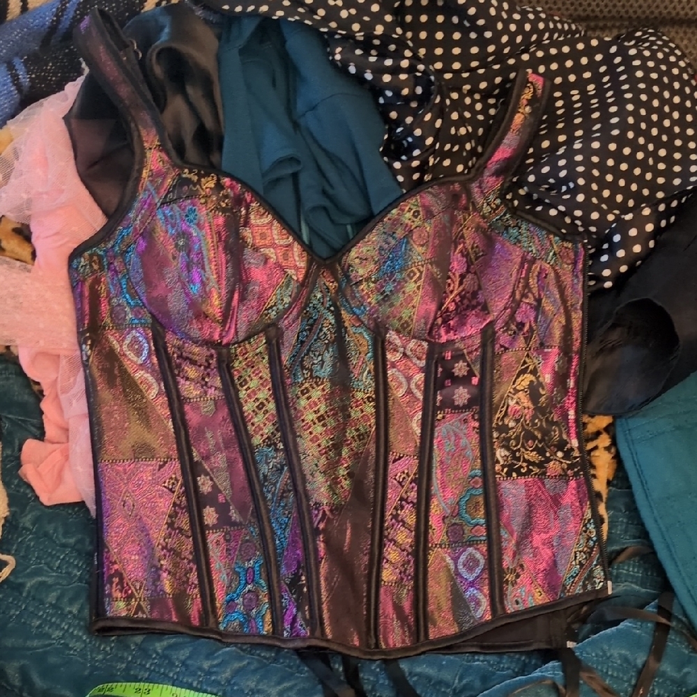 Colorful Patchwork Corset Top